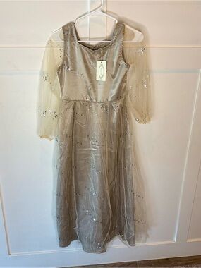 Joyfolie Mia Joy Sparkle Tulle Girls' Long Party Dress - Champagne NEW